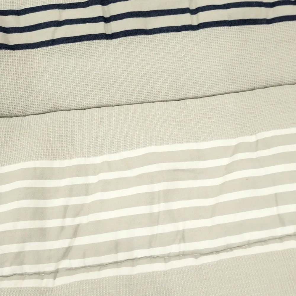 Pottery‎ Barn Teen Wyatt Stripe Comforter Full Queen F/Q blue orange yellow